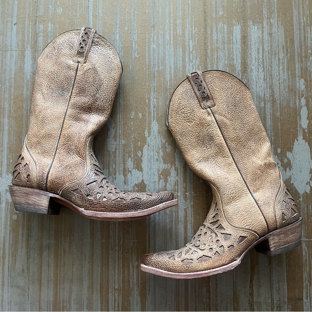Ariat Meridian Pointed Snip Toe Cowboy Boots Western Rodeo Brown Womens 8.5